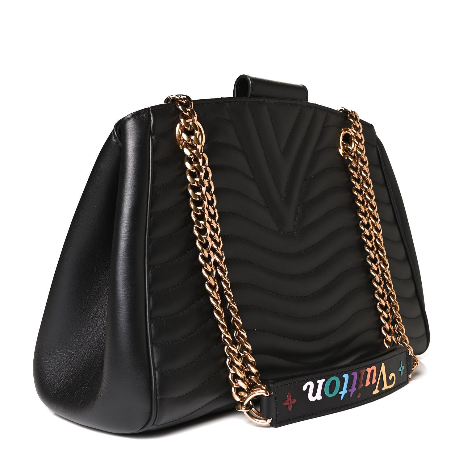 Louis Vuitton Calfskin New Wave Chain Tote Black 3 of 11