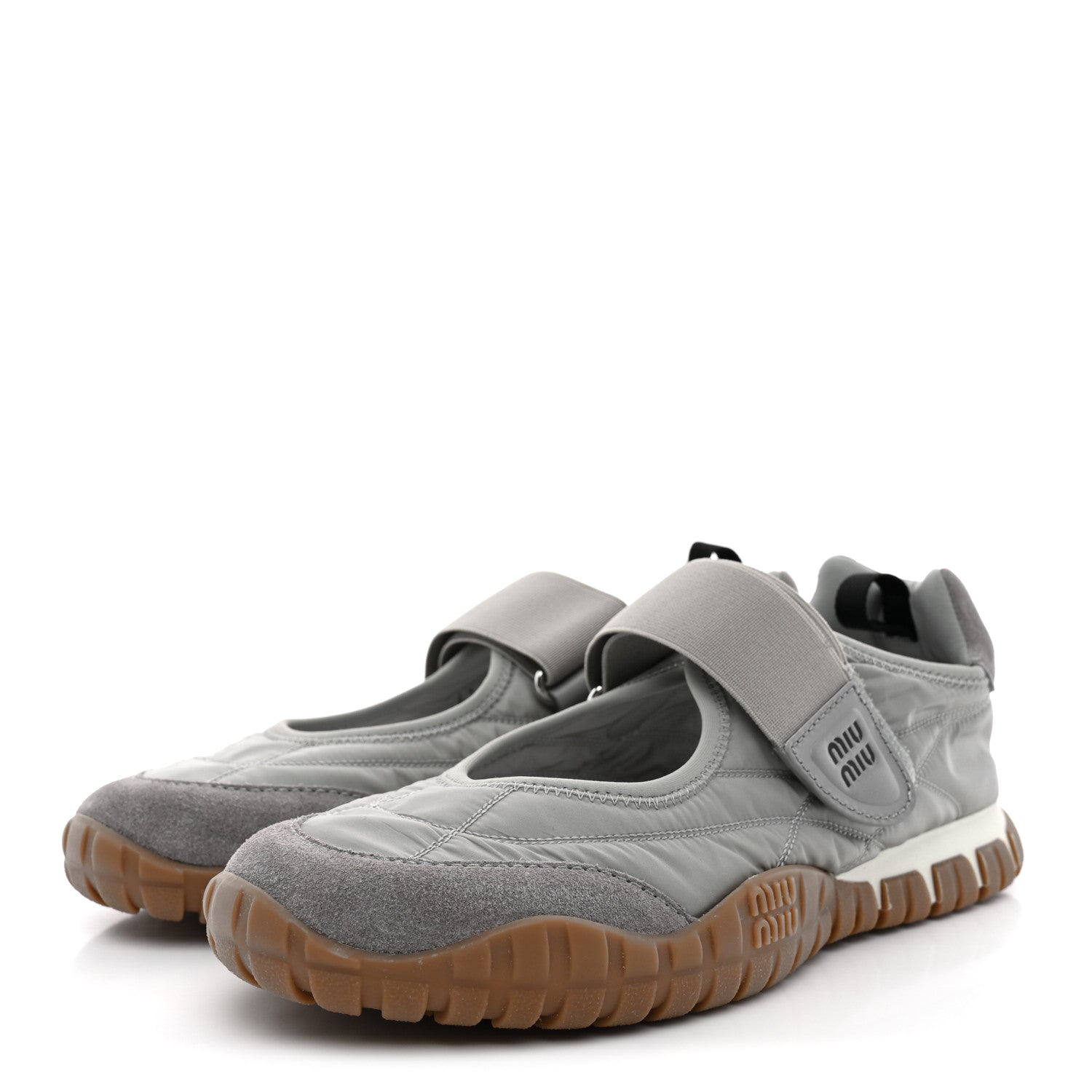 Miu Miu Technical Fabric Suede Womens Tyre Ballerina Flats 36.5 Cloudy Gray 4 of 9