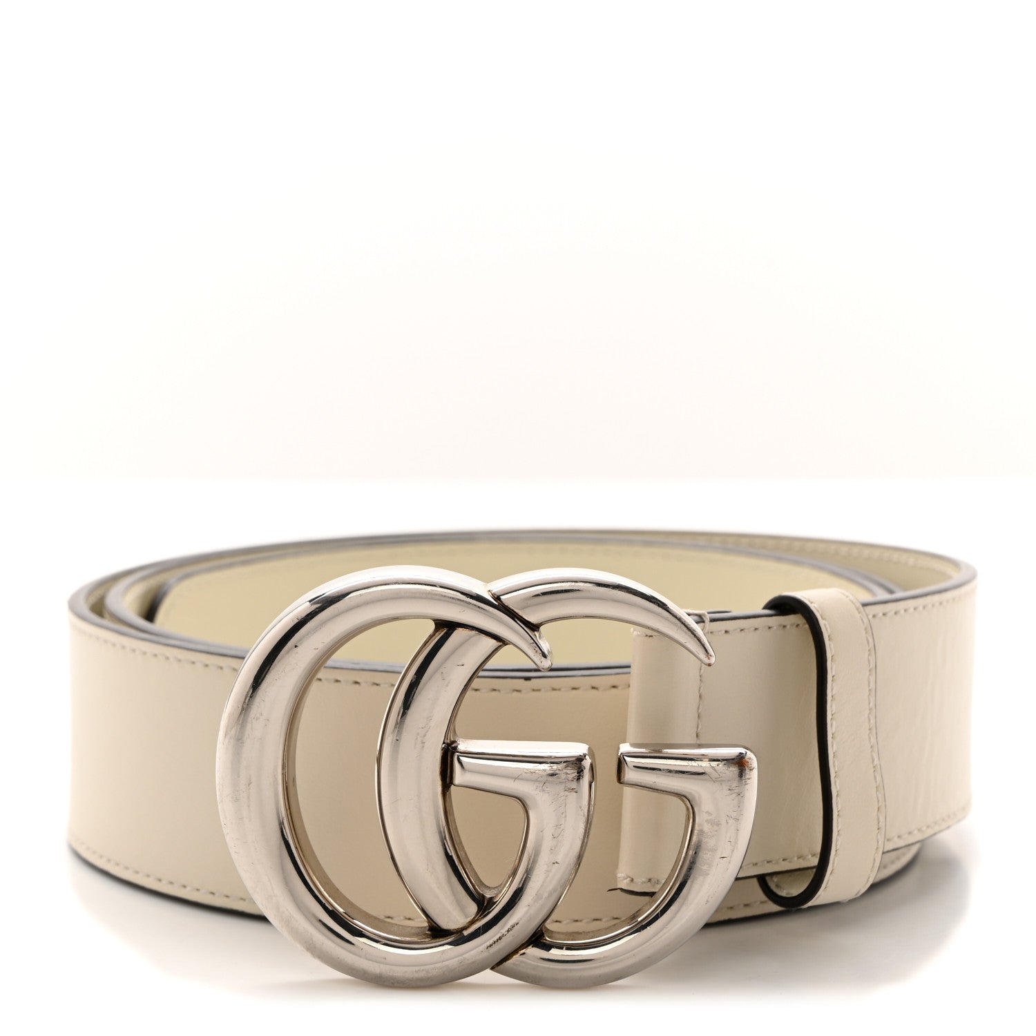Gucci Plutone Calfskin Palladium Double G 40mm Belt 100 40 Mystic White 1 of 6
