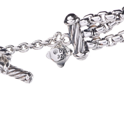 David Yurman Sterling Silver Box Chain Three Strand Necklace 6 of 6