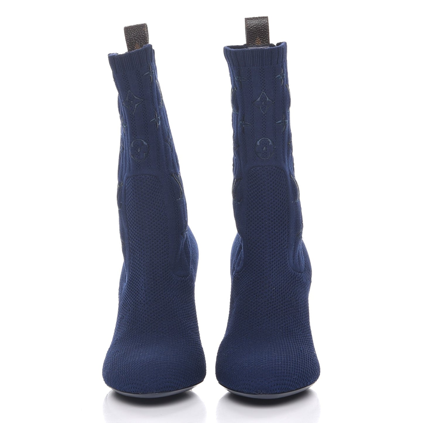 Monogram Stretch Fabric Silhouette Ankle Boots 38 Marine
