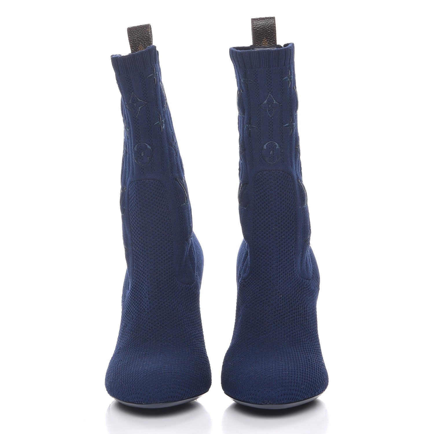 Louis Vuitton Monogram Stretch Fabric Silhouette Ankle Boots 38 Marine 2 of 8