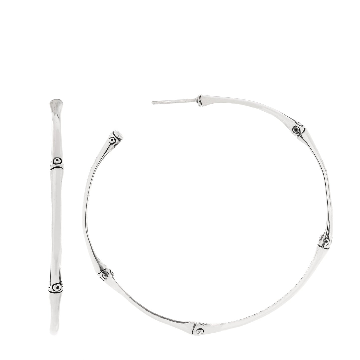 Sterling Silver Large Bamboo Hoop Earrings