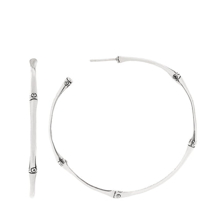 John Hardy Sterling Silver Large Bamboo Hoop Earrings 1 of 5
