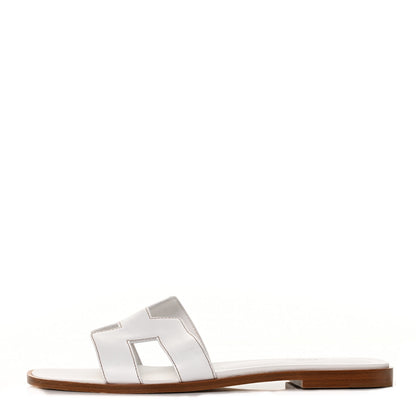 Hermes Box Calfskin Oran Sandals 40 White 1 of 9