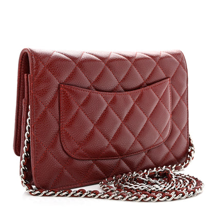 Chanel Caviar Quilted Wallet on Chain WOC Burgundy 3 of 14