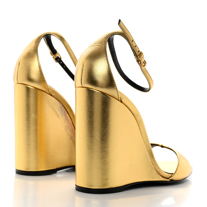 Saint Laurent Calfskin Dare 105 Open Toe Platform Sandals 36.5 Gold 4 of 9
