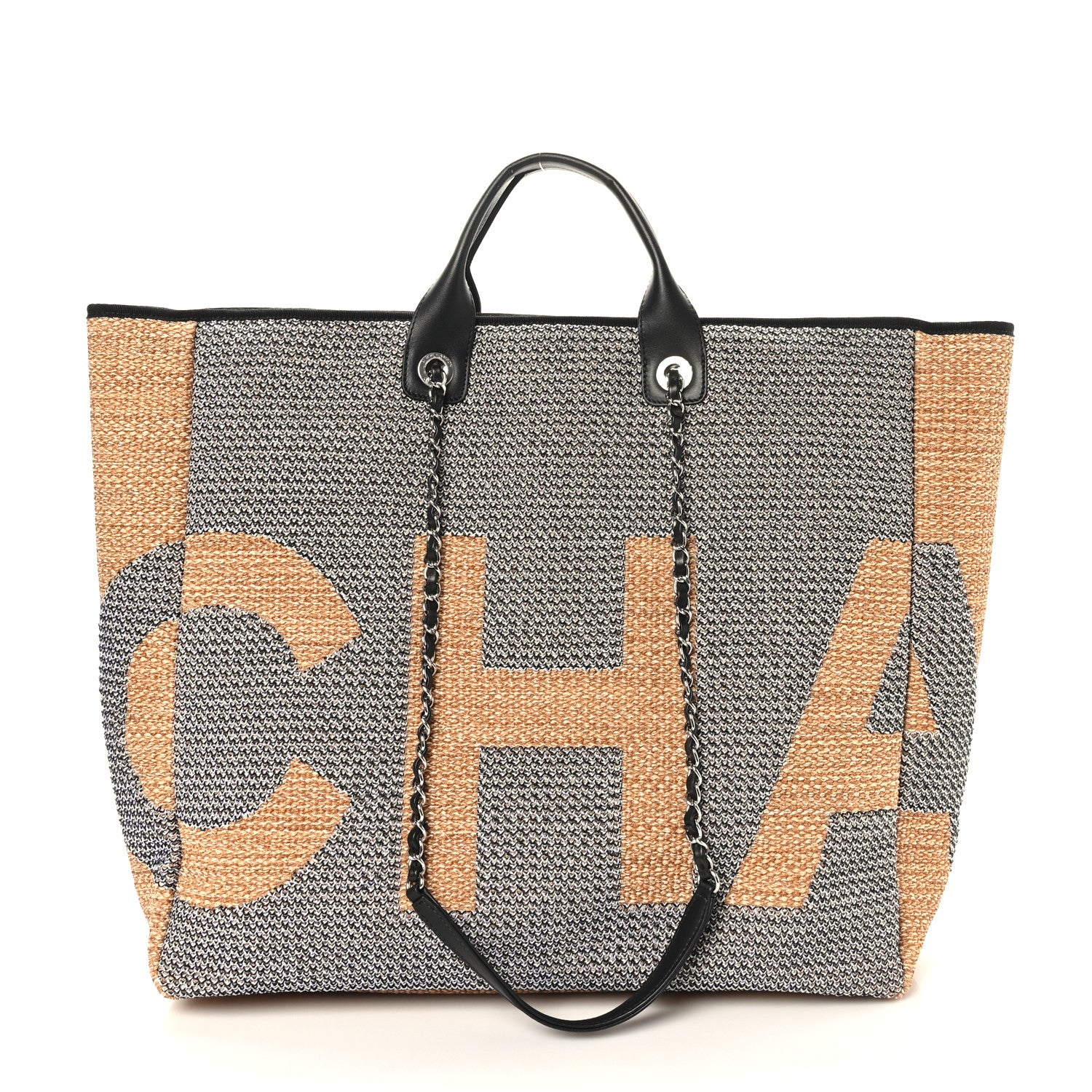 Chanel Mixed Fibers Large Maxi Shopping Bag Blue Beige 1 of 9