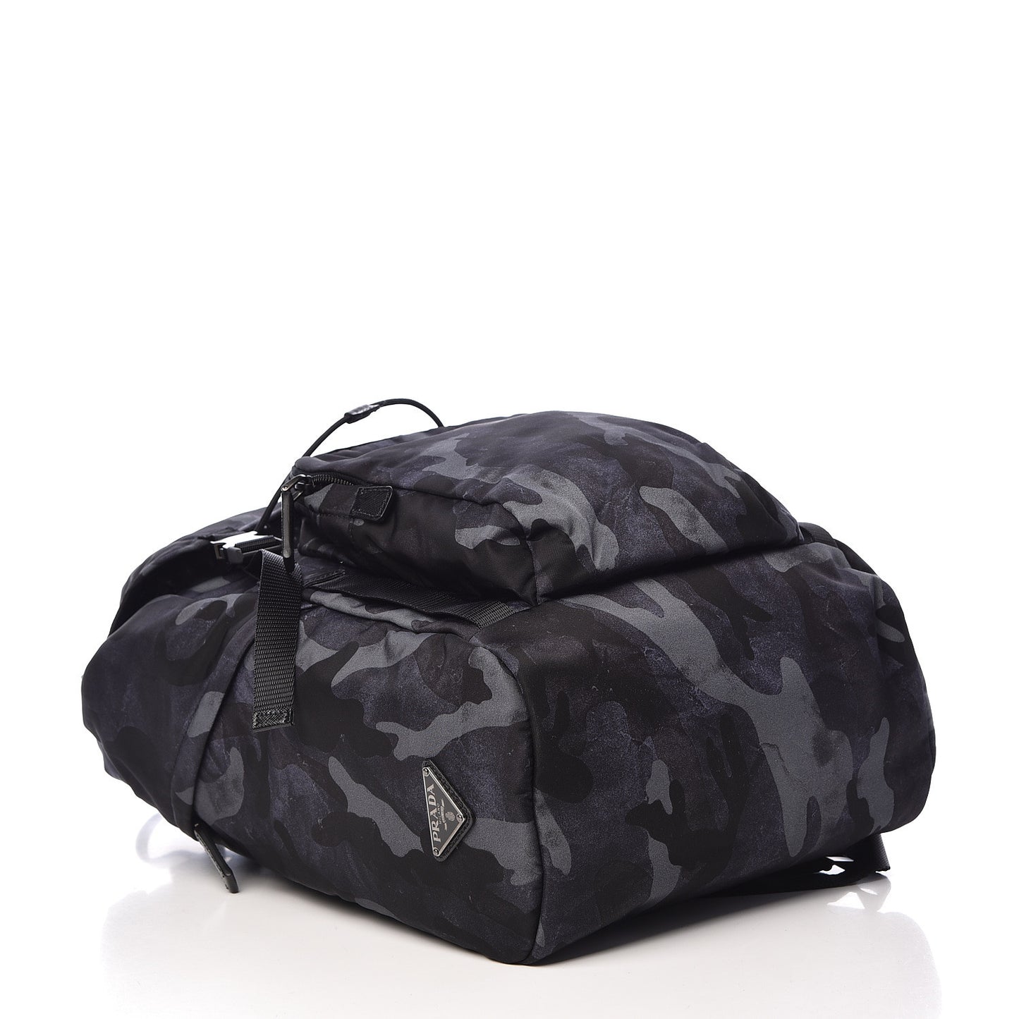 Tessuto Nylon Camouflage Print Double Buckle Backpack Fumo