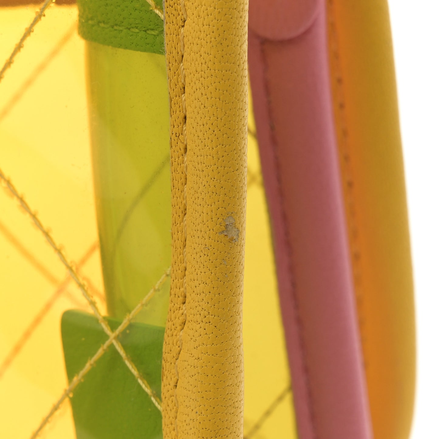 PVC Lambskin Stitched Medium Coco Splash Flap Yellow Green Pink