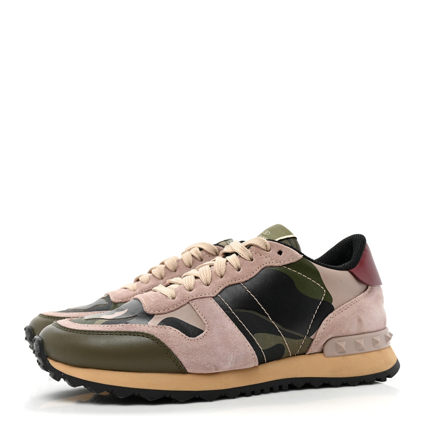 Nappa Suede Camouflage Womens Rockrunner Sneakers 37 Army Green Beige