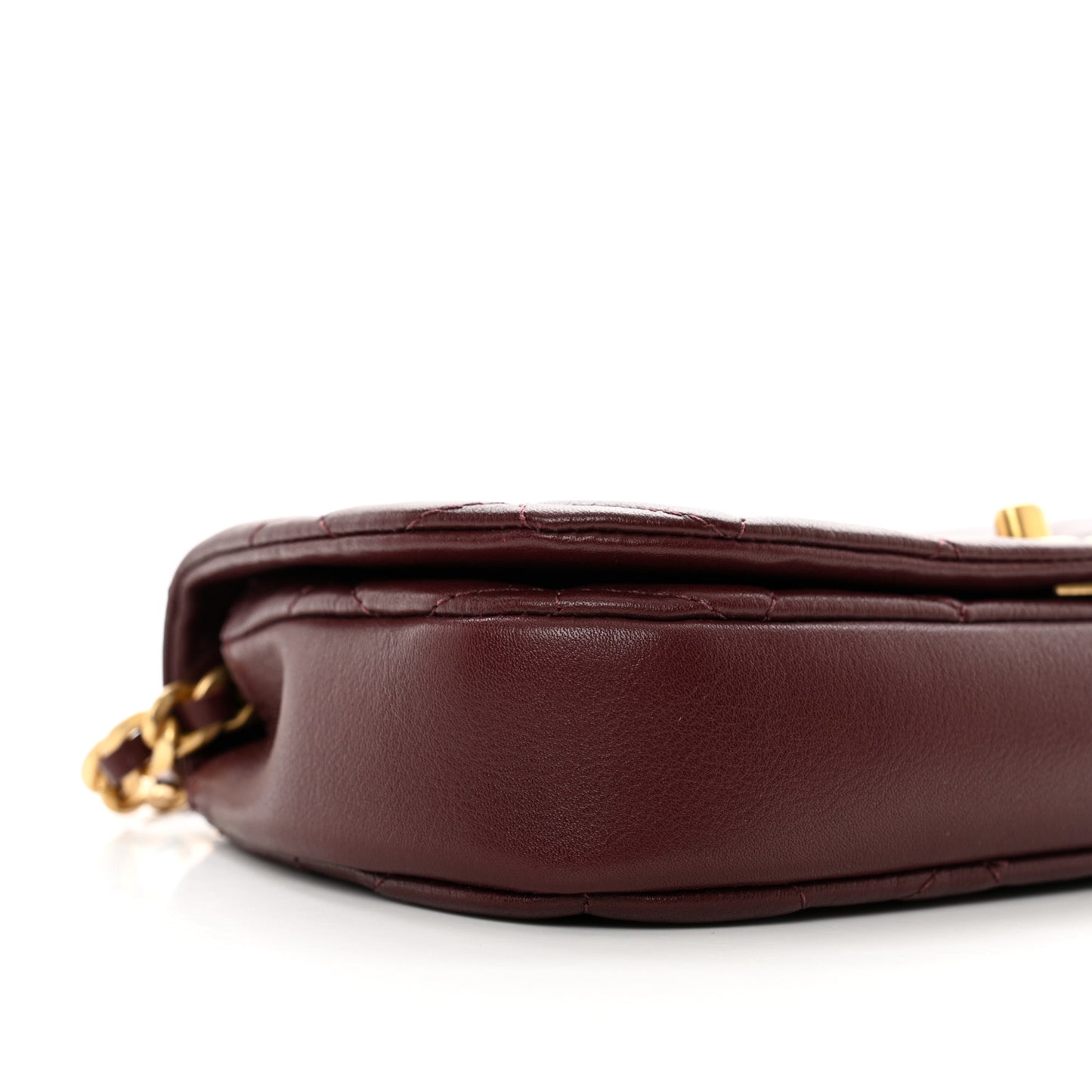 Calfskin Quilted Coco Mail Clutch With Chain Burgundy