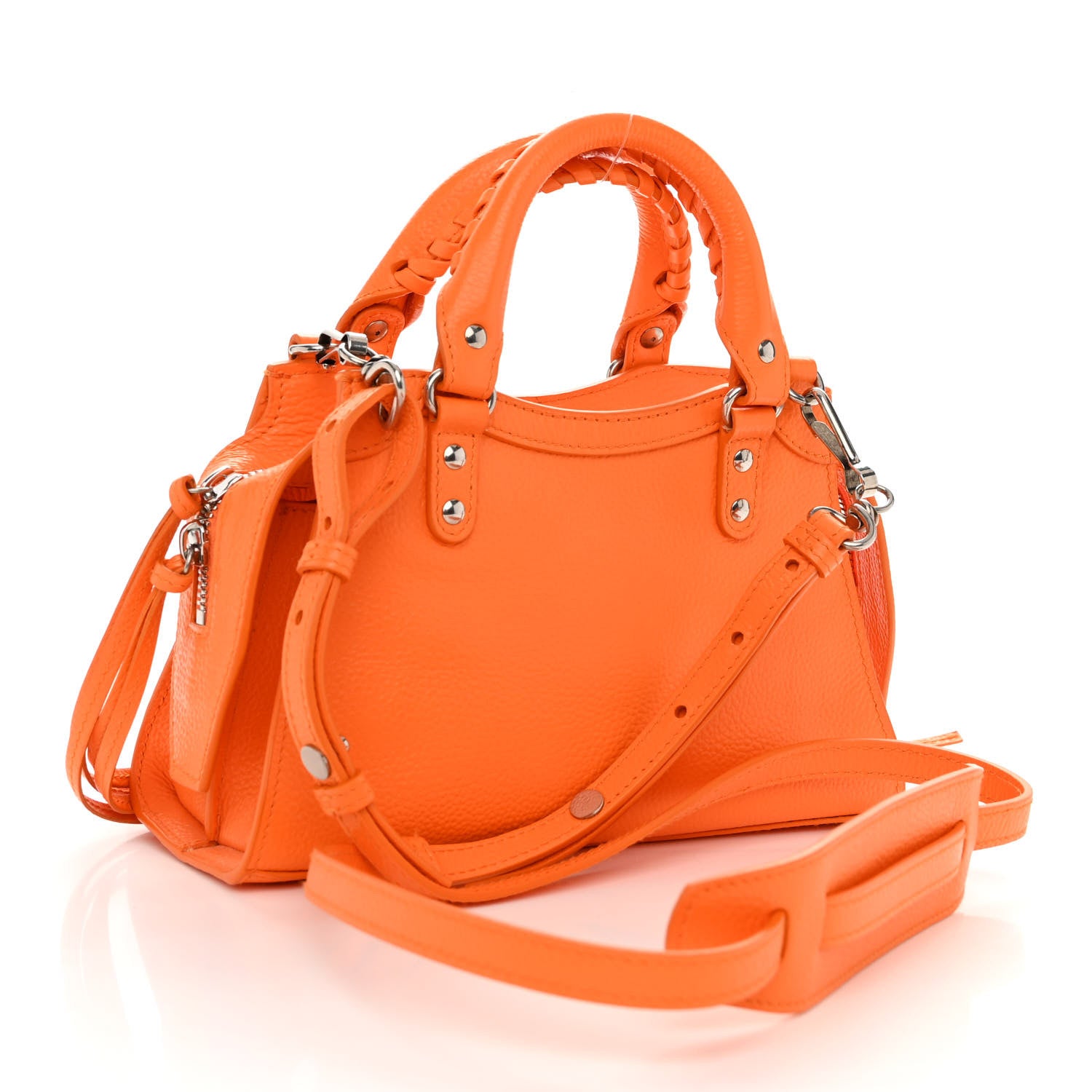 Balenciaga Grained Calfskin Neo Classic Silver Hardware Mini City Pop Orange 3 of 9