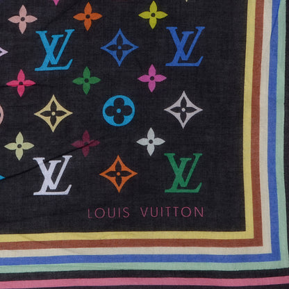 Louis Vuitton Cotton Multicolor Square Scarf Black 3 of 5