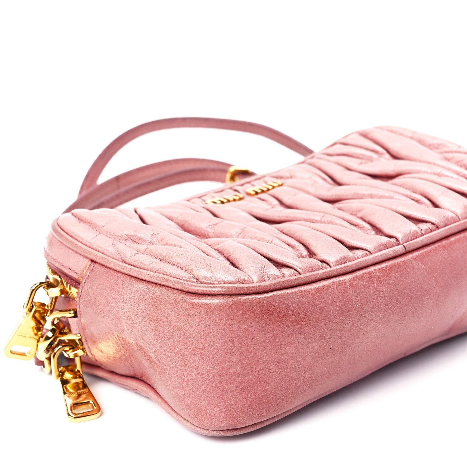 Miu Miu Vitello Lux Matelasse Double Zip Shoulder Bag Rosa 12 of 13