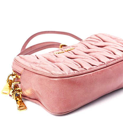 Miu Miu Vitello Lux Matelasse Double Zip Shoulder Bag Rosa 12 of 13