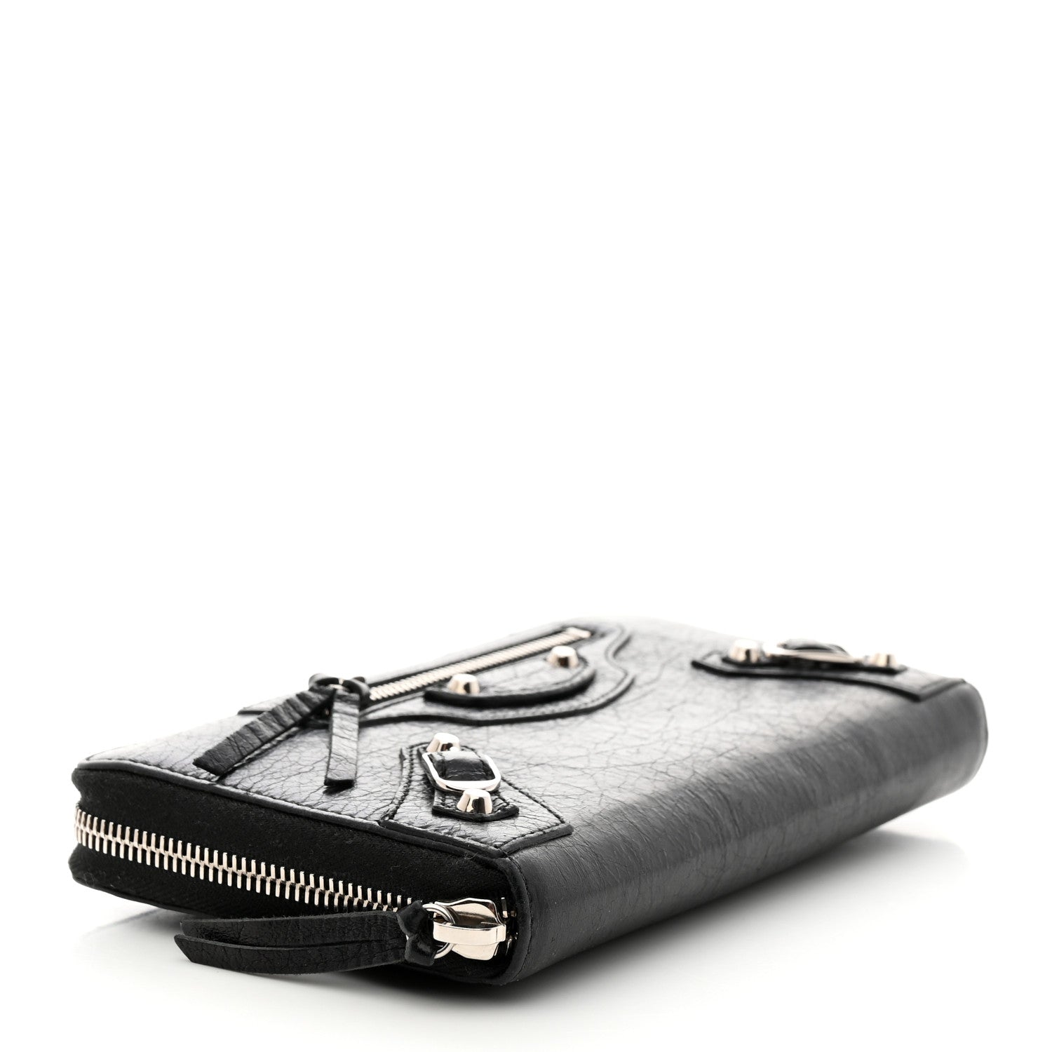 Balenciaga Agneau Classic Silver Hardware Continental Zip Around Wallet Black 4 of 7