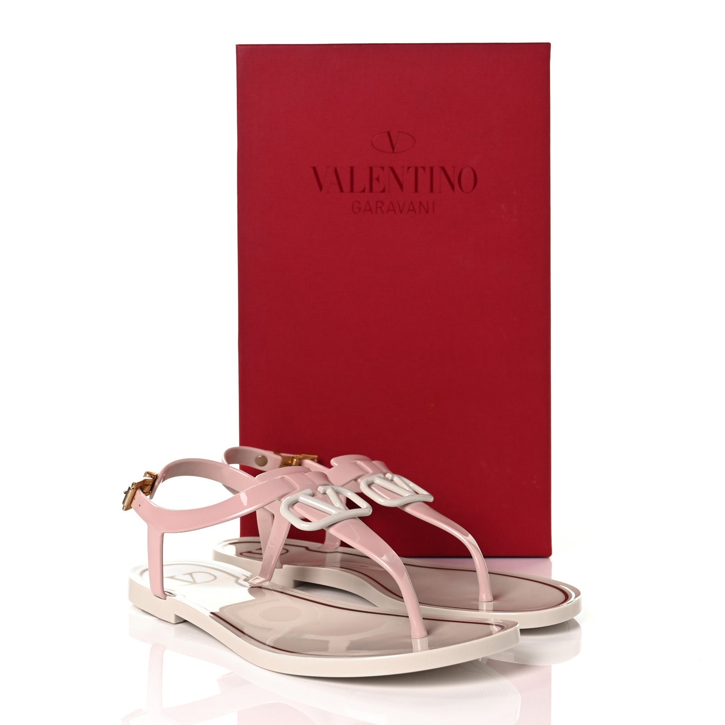 PVC Vlogo Flat Thong Sandals 35 Rose Quartz Light Ivory