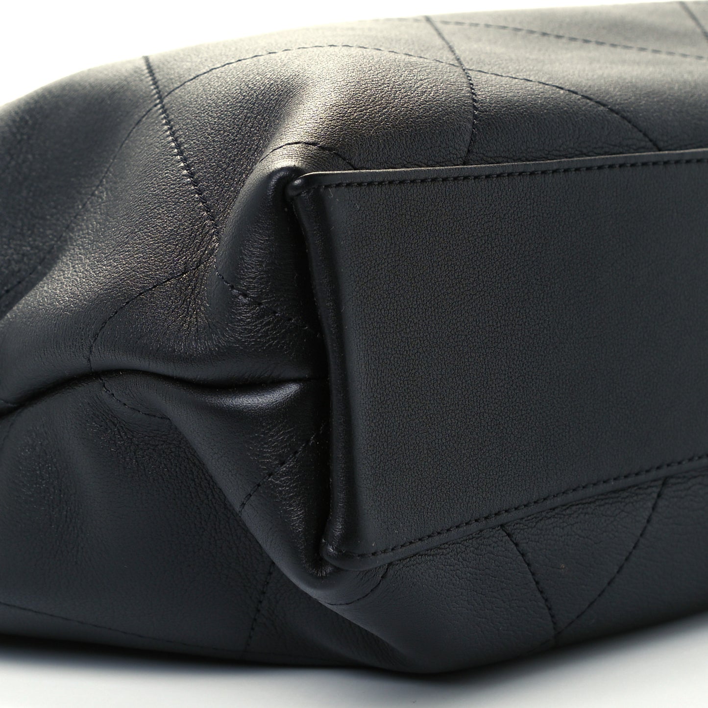 Calfskin Stitched Medium Shopping Tote Black