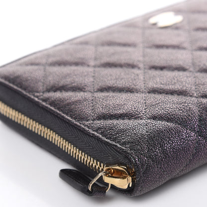 Chanel Iridescent Caviar Quilted Large Zip Around Organizer Wallet Black 9 of 11