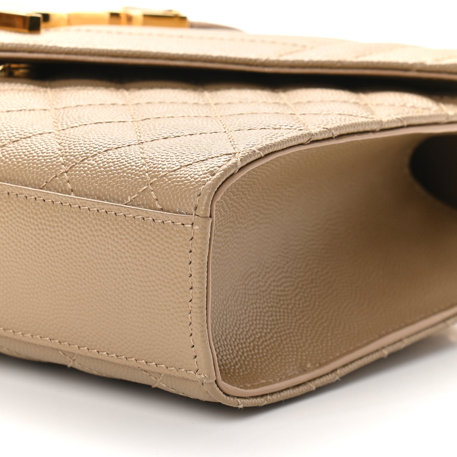Saint Laurent Grain De Poudre Textured Mixed Matelasse Medium Triquilt Monogram Satchel Dark Latte 8 of 8