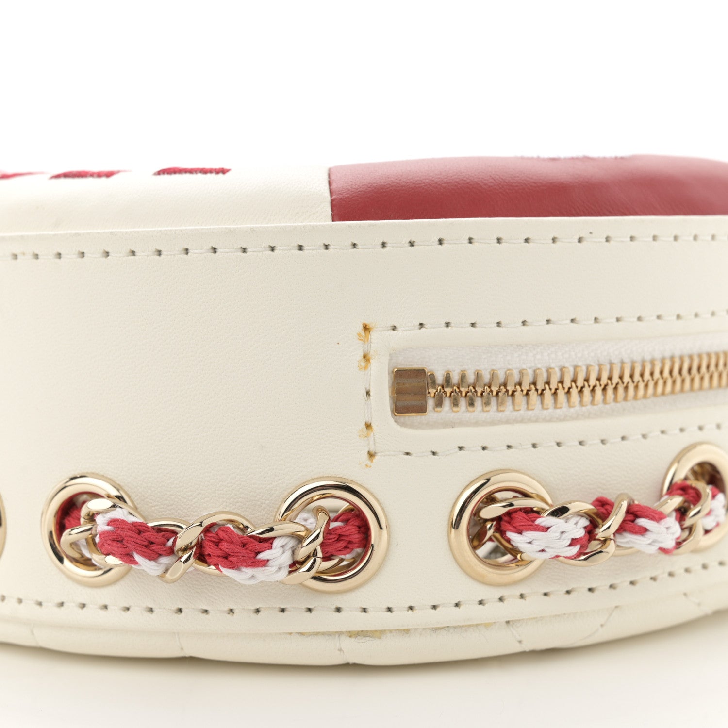 Chanel Lambskin Coco Lifesaver Round Bag Red White 10 of 12
