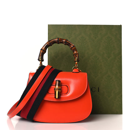 Gucci Boarded Dyana Lux Calfskin Web Mini Bamboo 1947 Top Handle Bag Calypso Orange 10 of 10