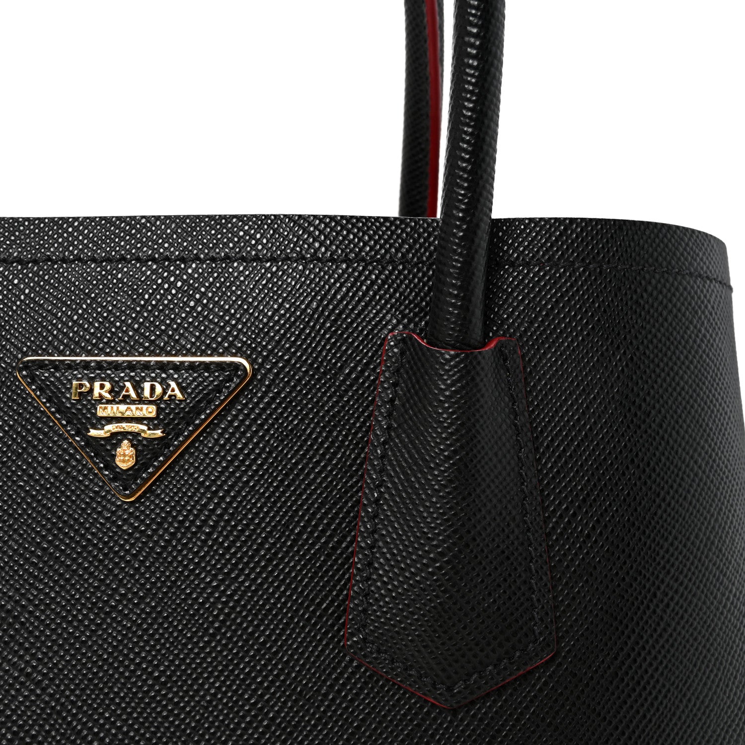 Prada Saffiano Cuir Medium Double Bag Black Fuoco 15 of 19