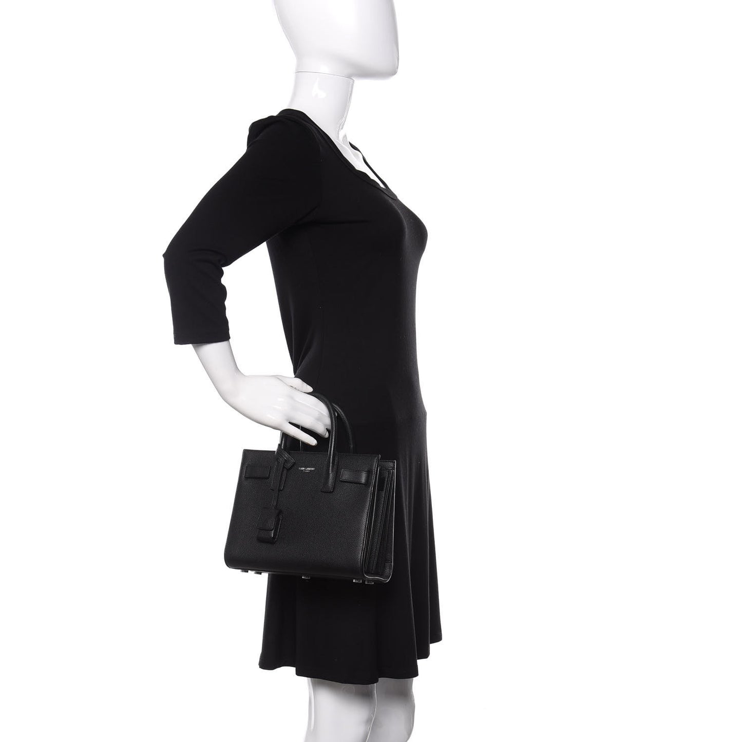 Grained Calfskin Nano Sac De Jour Black