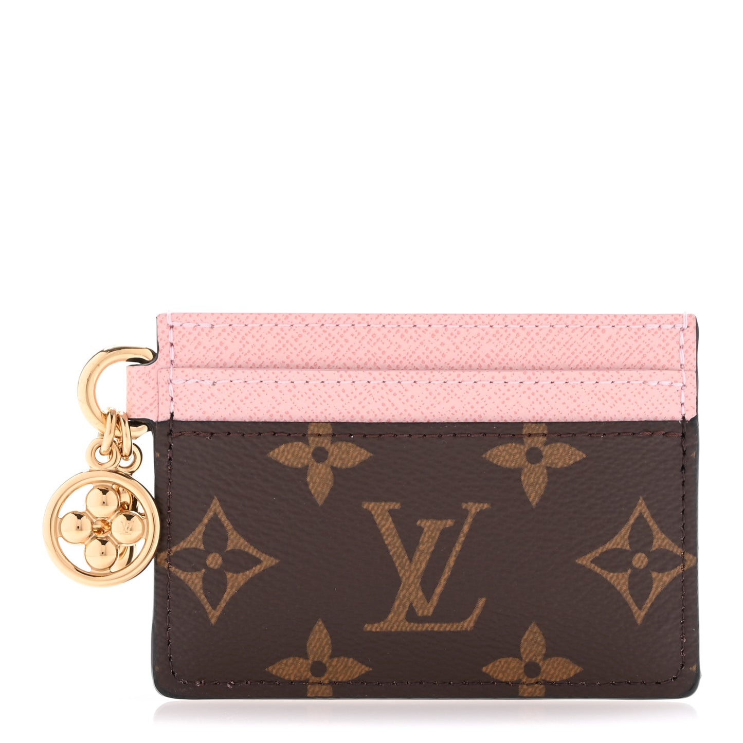 Monogram LV Charms Card Holder Rose Ballerine