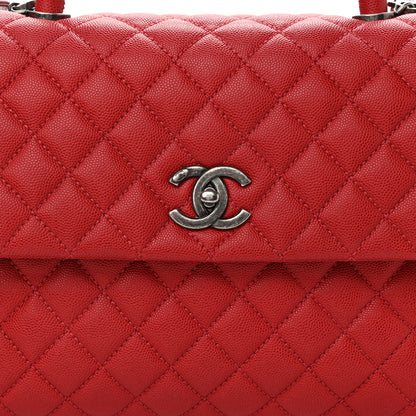 Chanel Caviar Quilted Medium Coco Handle Flap Red 8 of 10