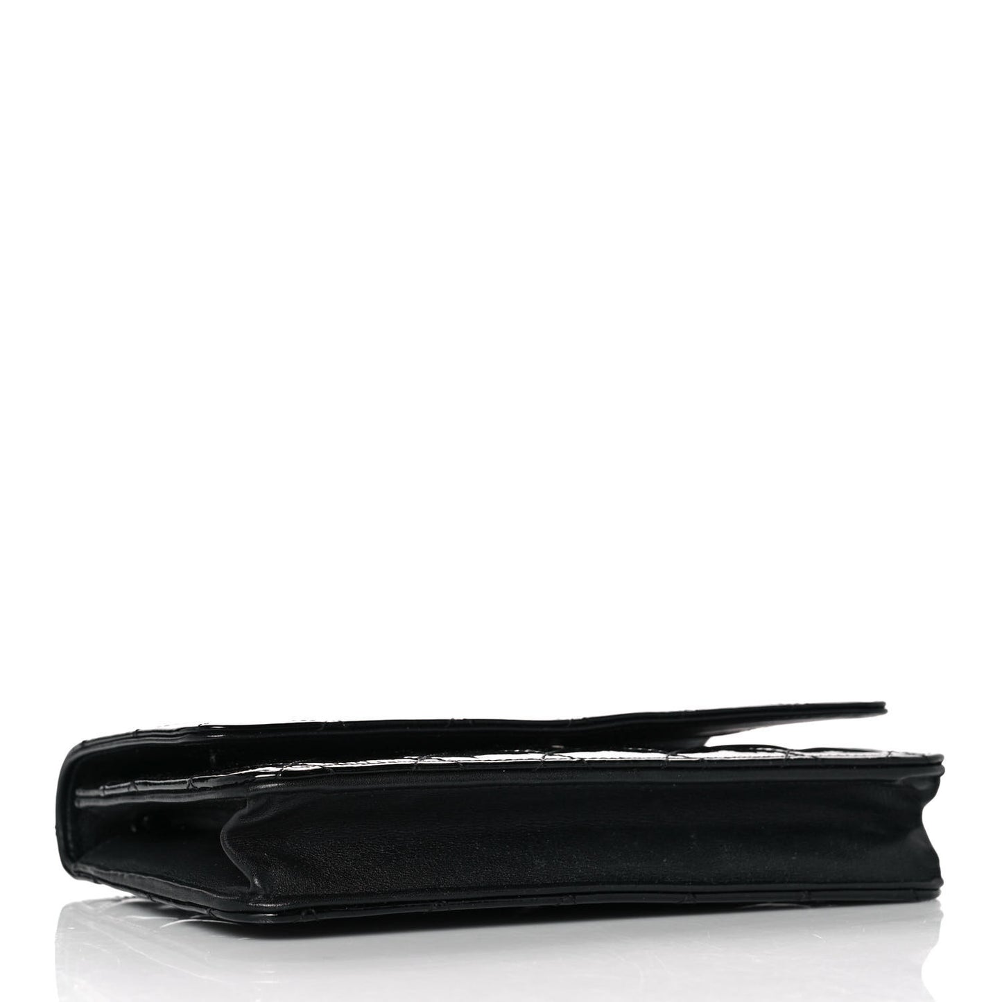 Patent Quilted Wallet On Chain WOC Black