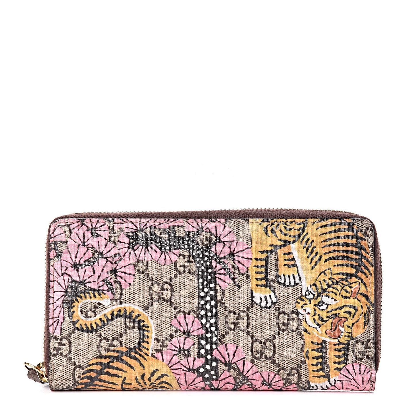 GG Supreme Monogram Bengal Zip Around Wallet Beige Pink