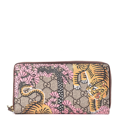 Gucci GG Supreme Monogram Bengal Zip Around Wallet Beige Pink 1 of 8