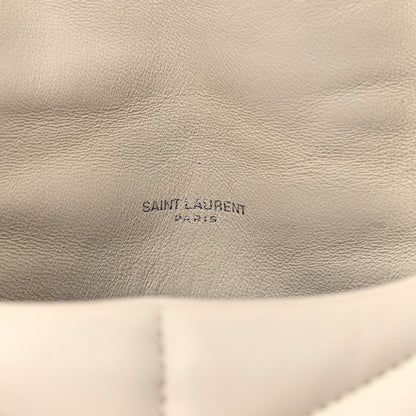 Saint Laurent Lambskin Quilted Toy Loulou Puffer Monogram Chain Satchel Blanc Vintage 6 of 12