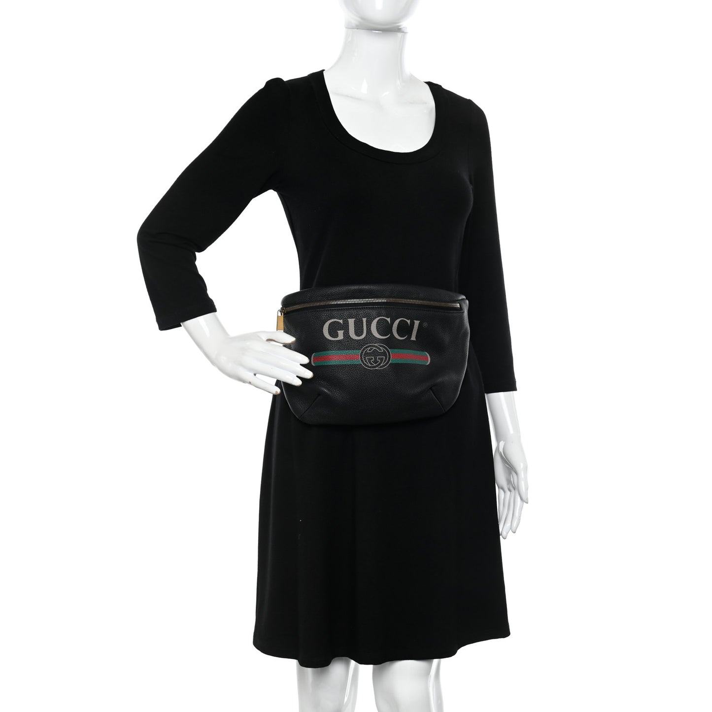 Grained Calfskin Logo Belt Bag Black