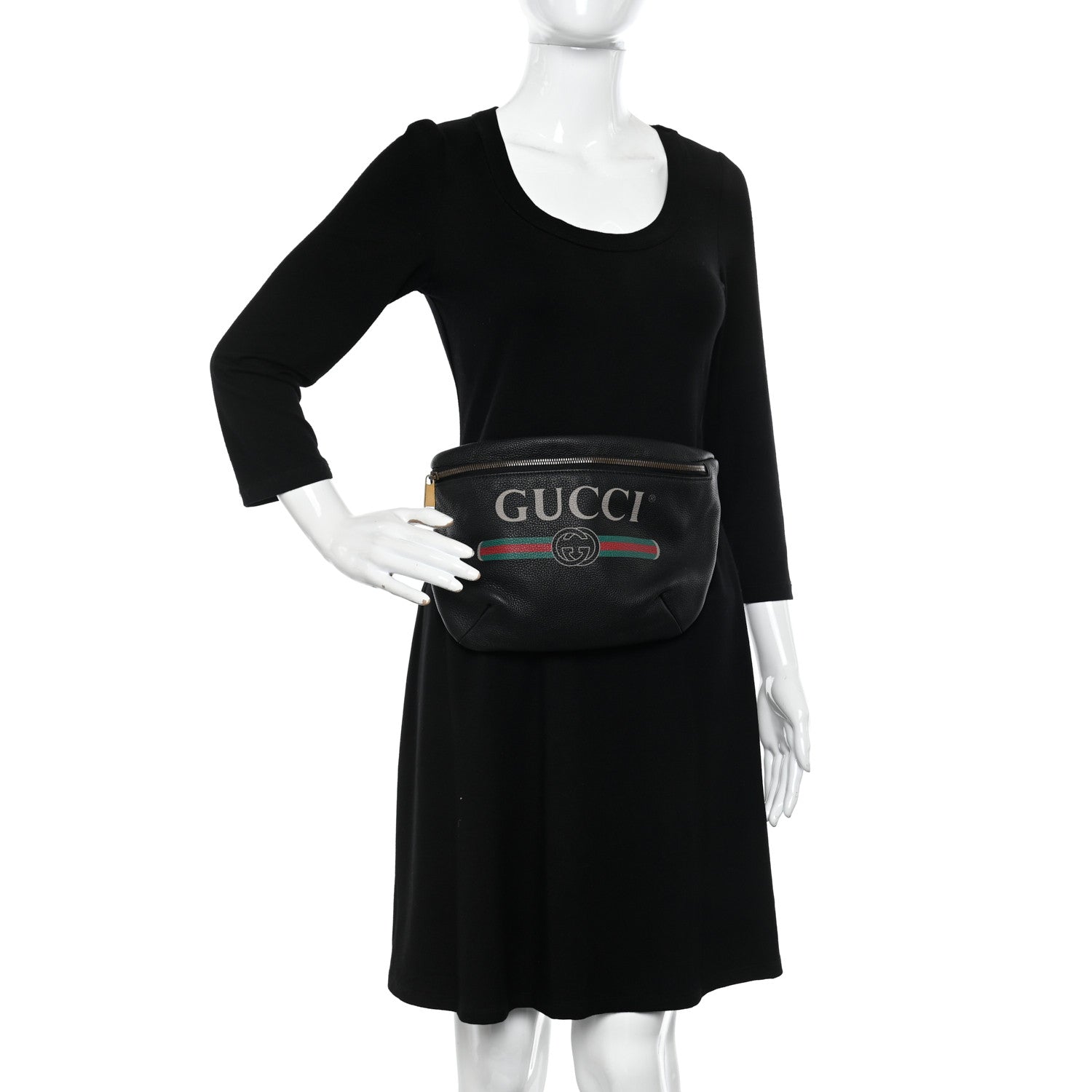 Gucci Grained Calfskin Logo Belt Bag Black 2 of 9