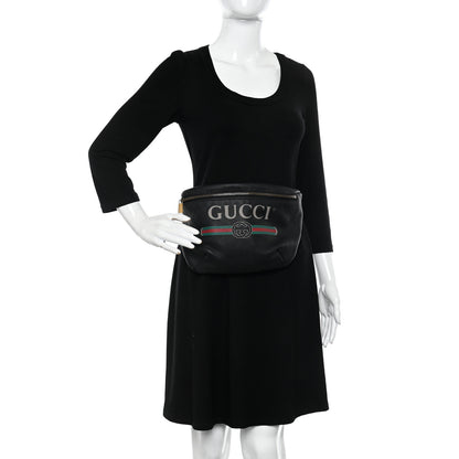 Gucci Grained Calfskin Logo Belt Bag Black 2 of 9