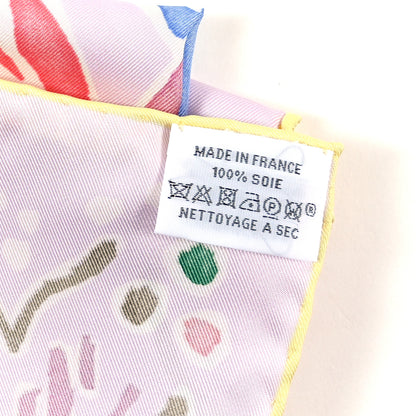 Hermes Silk Isola Di Primavera Scarf 90 Rose Pale Bleu Jaune 3 of 6