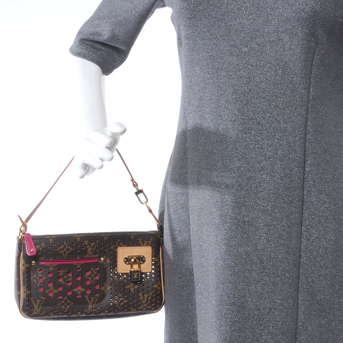 Monogram Perforated Pochette Plat Fuchsia