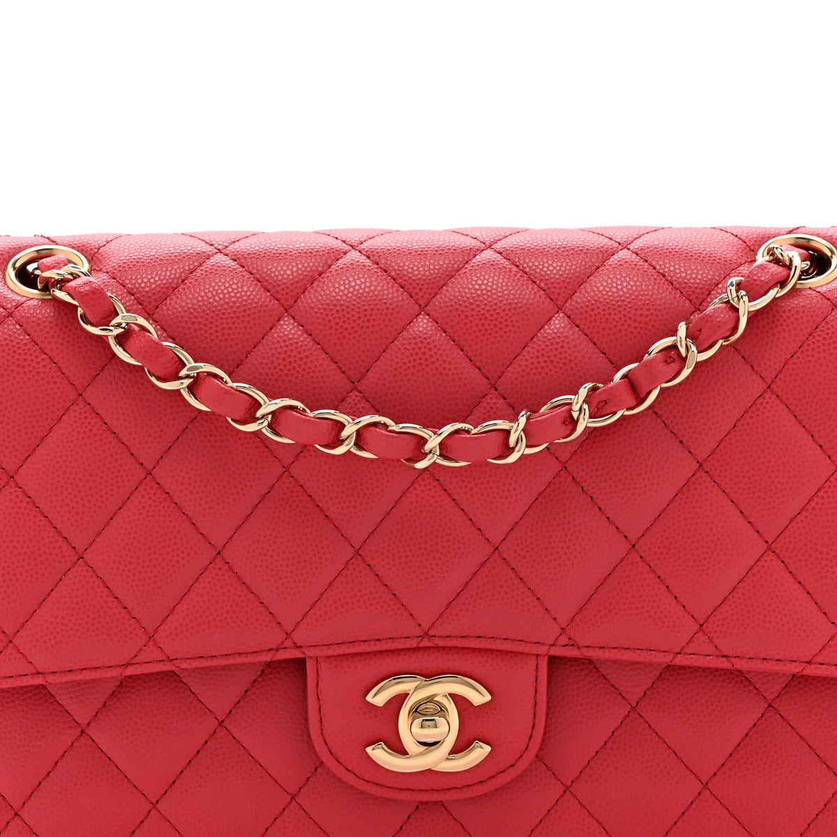 Caviar Quilted Medium Double Flap Pink