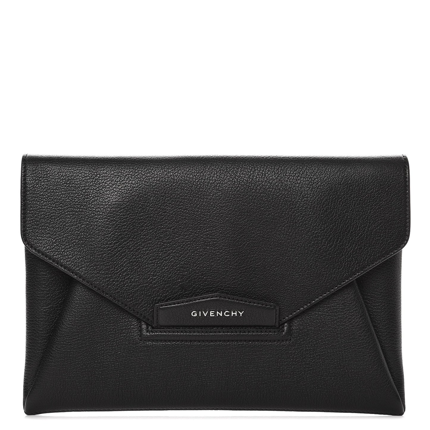 Sugar Goatskin Medium Antigona Envelope Clutch Black