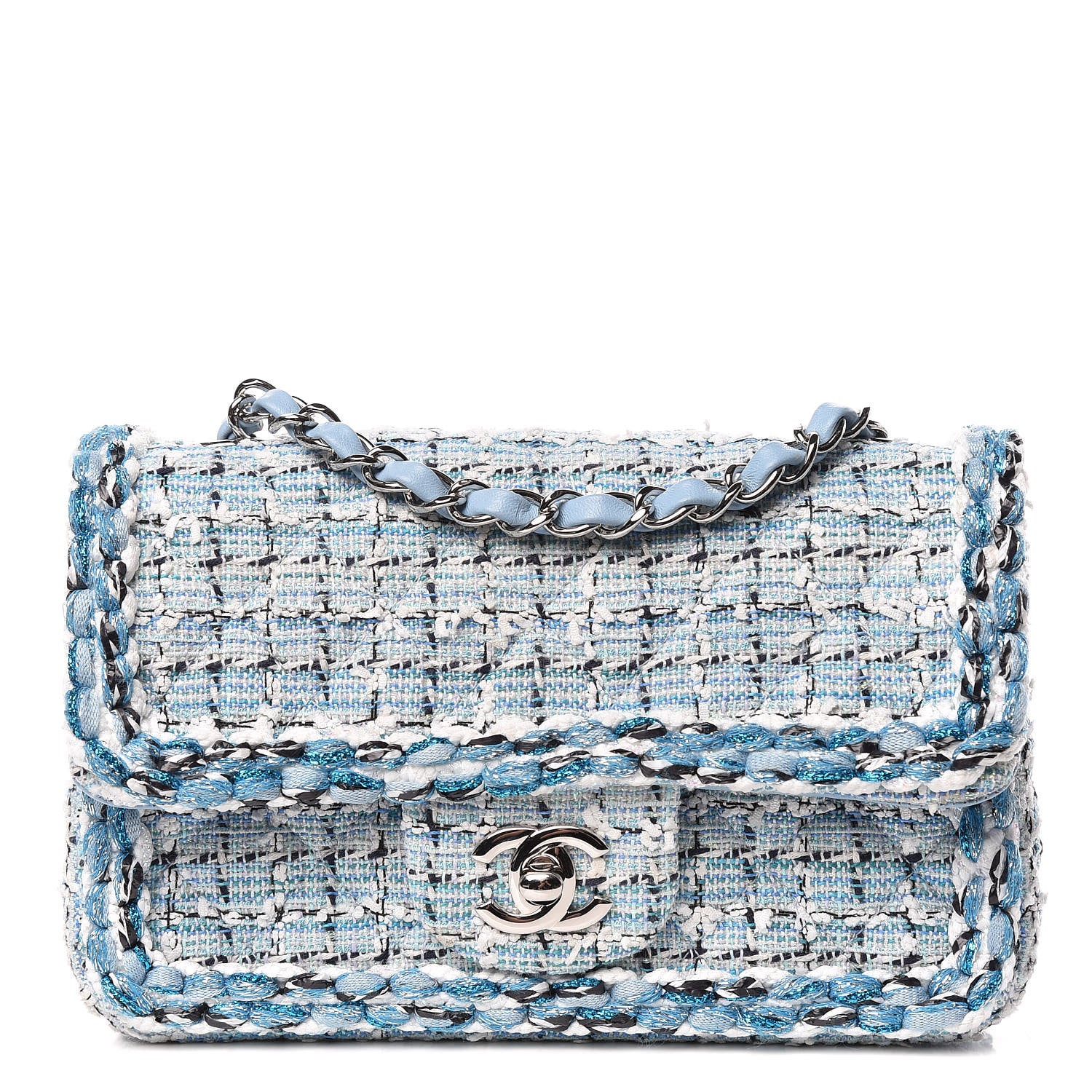 Chanel Tweed Braid Mini Flap Blue White Navy 1 of 11
