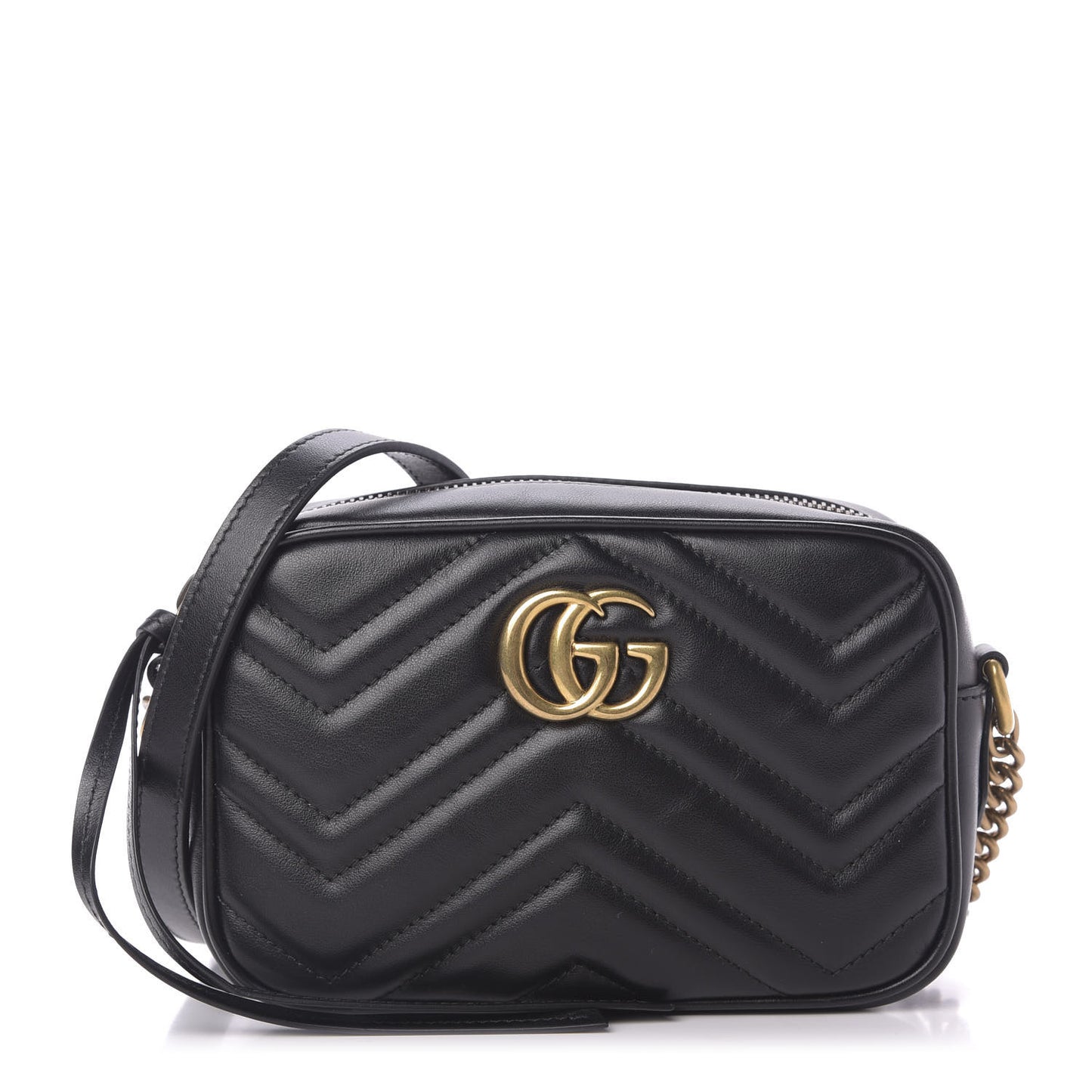 Calfskin Matelasse Mini GG Marmont Chain Shoulder Bag Black