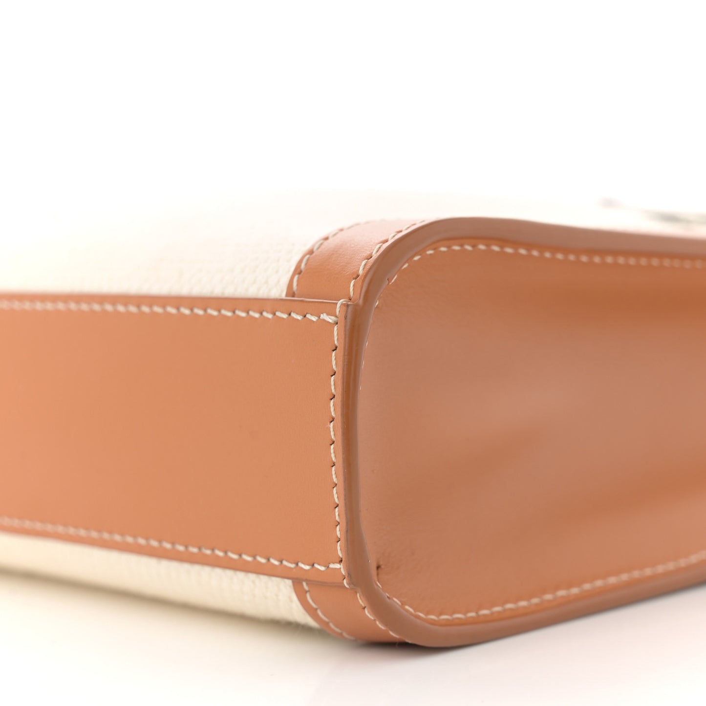 Canvas Calfskin Mini Vertical Cabas Natural Tan
