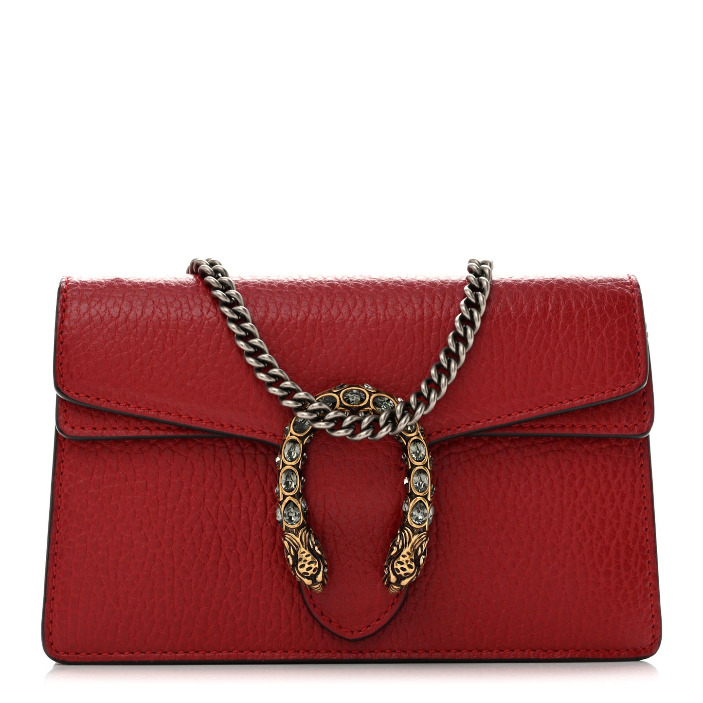 Calfskin Swarovski Crystal Super Mini Dionysus Shoulder Bag Hibiscus Red