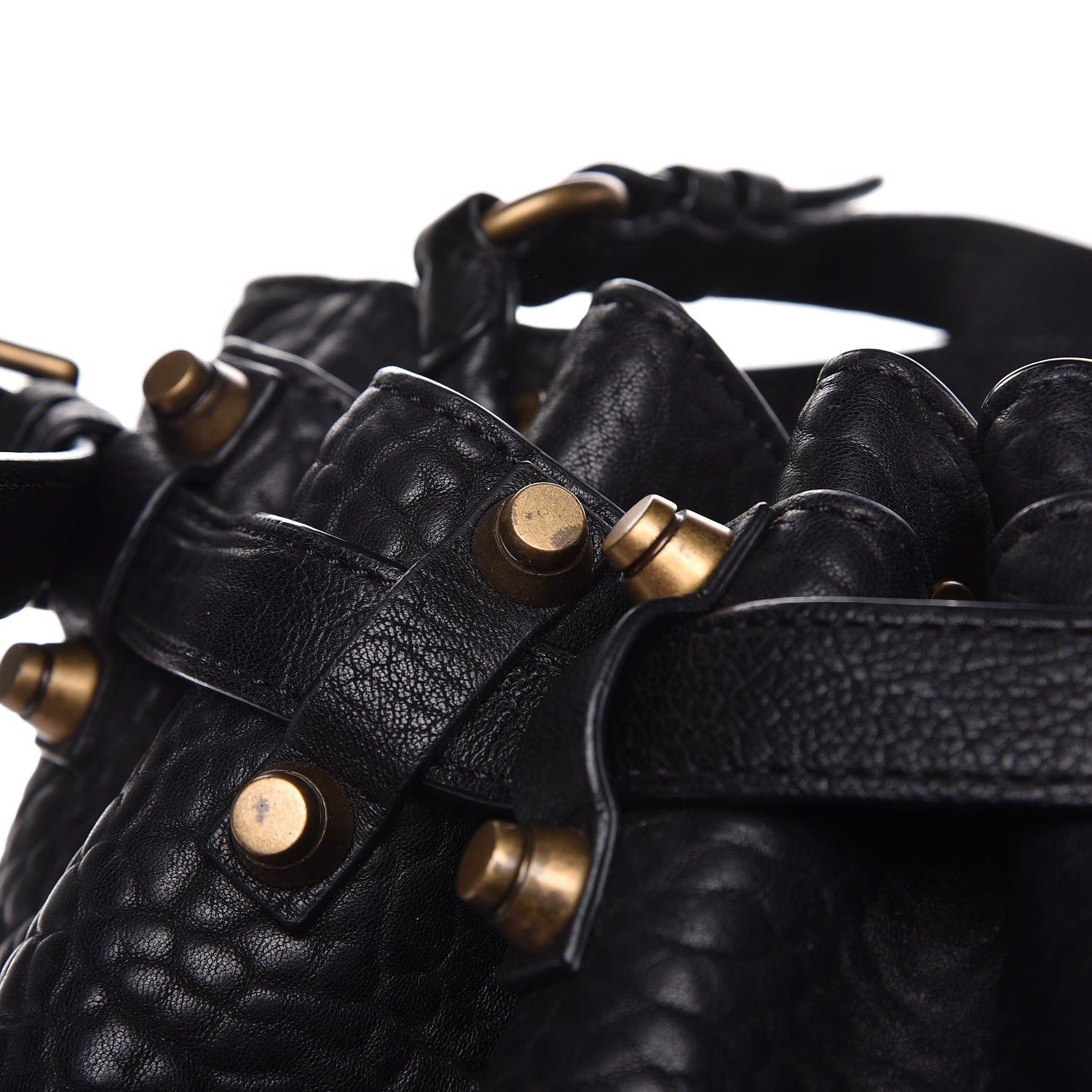 Alexander Wang Pebbled Lambskin Diego Bucket Bag Black Antique Brass Hardware 9 of 10
