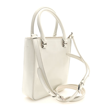Prada Spazzolato Triangle Small Double Handle Crossbody Tote White 3 of 9