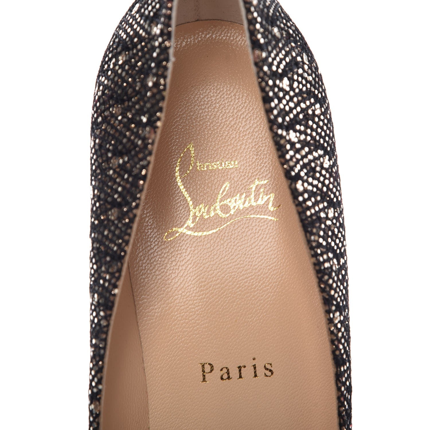 Christian Louboutin Glitter Palace SP Oxyde Fetish Peep 130 Pumps 39 Platine Silver 7 of 8