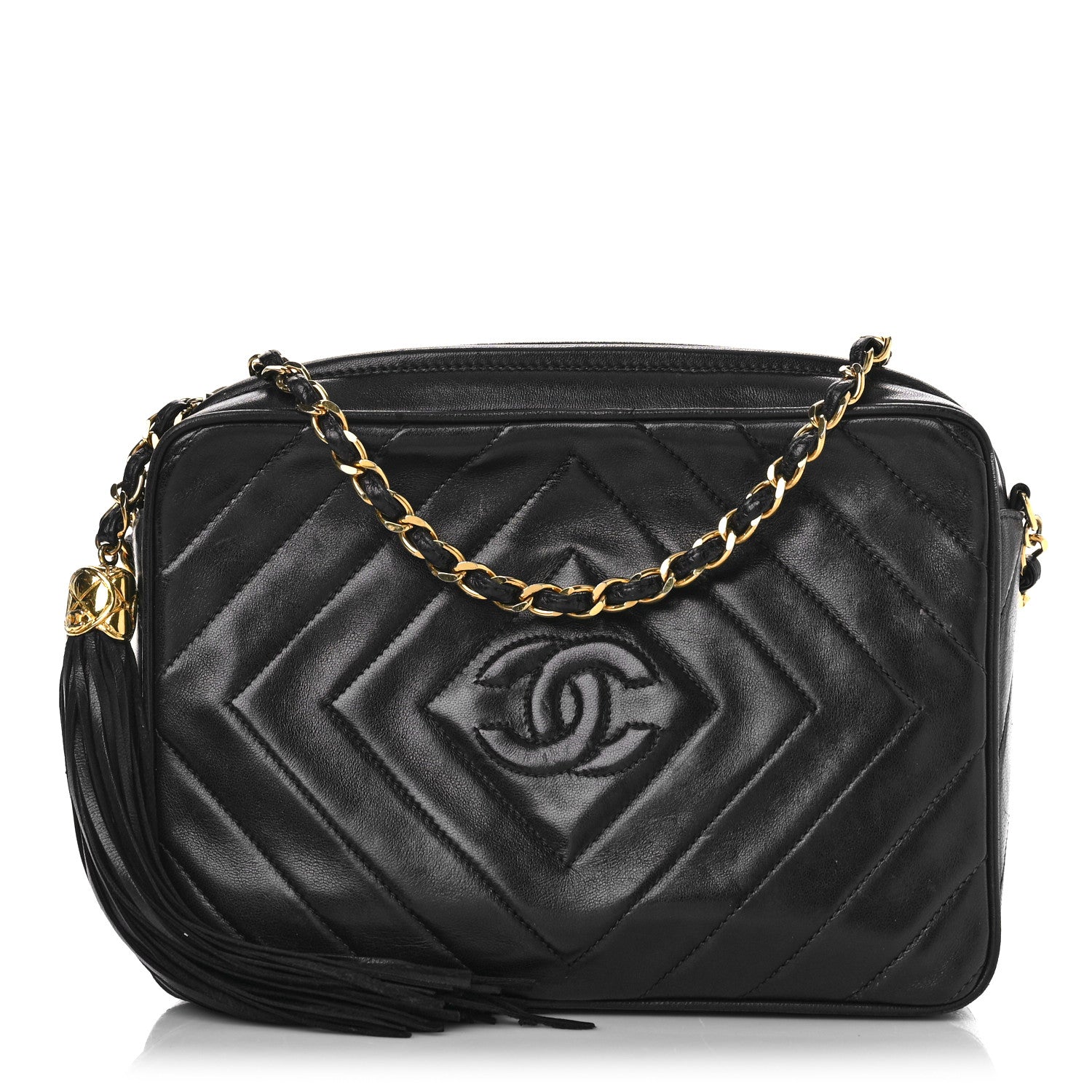 Chanel Lambskin Chevron Quilted Tassel Camera Case 1 of 9